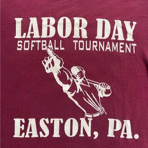 90s Vtg Single Stitch Russell Athletic Made in USA Labor Day Softball Tee Large